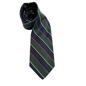 Vintage Robert Talbott Silk Tie Dark Green Blue Diagonal Stripe Fall Festive
